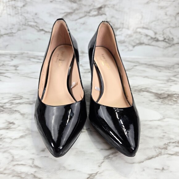 Kate Spade Vida Black Patent Leather Pointed Toe Stiletto Heels - Picture 5 of 10